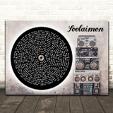 Neil Diamond Soolaimon Vinyl Record & Boom Box Song Lyric Print