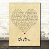 Kenny Chesney Boston Vintage Heart Song Lyric Print