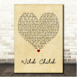 Kenny Chesney Wild Child Vintage Heart Song Lyric Print