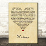 King Calaway Obvious Vintage Heart Song Lyric Print