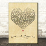 Mark Knopfler & Emmylou Harris Love and Happiness Vintage Heart Song Lyric Print