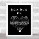 Anna Bartlett Warner Jesus Loves Me Black Heart Song Lyric Quote Music Print