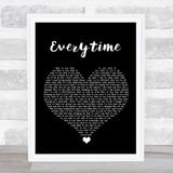 Ariana Grande Everytime Black Heart Song Lyric Quote Music Print