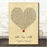 Taylor Swift All Too Well (Taylors Version) Vintage Heart Song Lyric Print