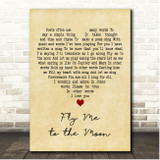 Tony Bennett Fly Me to the Moon Vintage Heart Song Lyric Print