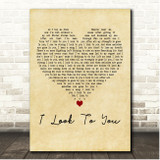 Whitney Houston I Look To You Vintage Heart Song Lyric Print