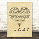 Will Young You And I Vintage Heart Song Lyric Print