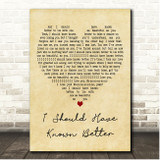 Jim Diamond I Should Have Known Better Vintage Heart Song Lyric Print