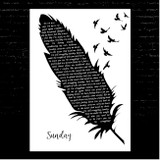 Joy Oladokun Sunday Black & White Feather & Birds Song Lyric Print