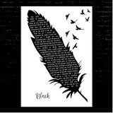 Pearl Jam Black Black & White Feather & Birds Song Lyric Print