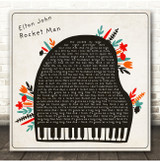 Elton John Rocket Man Floral Piano Square Song Lyric Print