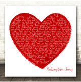 Bob Marley Redemption Song Painted Red Heart Square Song Lyric Print