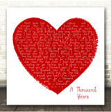 Christina Perri A Thousand Years Painted Red Heart Square Song Lyric Print