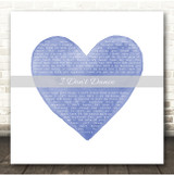 Lee Brice I Don't Dance Square Blue Watercolour Heart Song Lyric Print