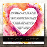 REO Speedwagon Keep on Loving You Watercolour Paint Heart Square Song Lyric Print