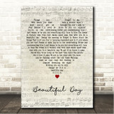 3 Colours Red Beautiful Day Script Heart Song Lyric Wall Art Print