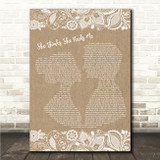 Andy Griggs She Thinks She Needs Me Burlap & Lace Song Lyric Wall Art Print