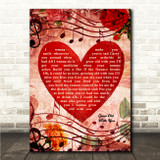 Adam Sandler Grow Old With You Deep Red Floral Heart Song Lyric Wall Art Print