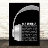 Avicii Hey Brother Grey Headphones Song Lyric Wall Art Print