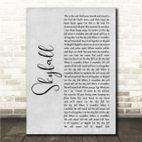 Adele Skyfall Grey Rustic Script Song Lyric Wall Art Print