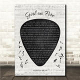 Alicia Keys Girl on Fire Guitar Pick Plectrum Song Lyric Wall Art Print