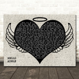 Adele Hello Heart Angel Wings Halo Memorial Song Lyric Wall Art Print