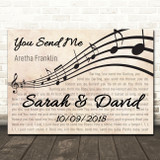 Aretha Franklin You Send Me Landscape Wavy Music Notes Song Lyric Wall Art Print