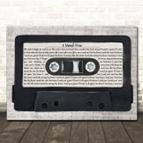 America I Need You Music Script Cassette Tape Song Lyric Wall Art Print