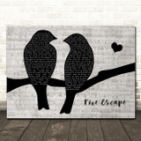 Andrew McMahon in the Wilderness Fire Escape Lovebirds Music Script Song Lyric Wall Art Print