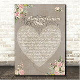 ABBA Dancing Queen Shabby Chic Floral Heart Grey Song Lyric Wall Art Print