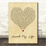 Andy Grammer & R3HAB Saved My Life Vintage Heart Song Lyric Wall Art Print