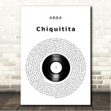 ABBA Chiquitita Vinyl Record Song Lyric Wall Art Print