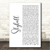 Adele Skyfall White Script Song Lyric Wall Art Print
