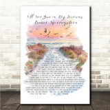 Bruce Springsteen Ill See You in My Dreams Beach Sunset Birds Memorial Song Lyric Wall Art Print