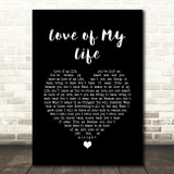 Freddie Mercury Love of My Life Black Heart Song Lyric Quote Music Print