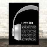 Billie Eilish I Love You Grey Headphones Song Lyric Wall Art Canvas Framed Print