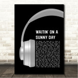Bruce Springsteen Waitin' On A Sunny Day Grey Headphones Song Lyric Wall Art Canvas Framed Print