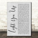 Blue October Light You Up Grey Rustic Script Song Lyric Wall Art Canvas Framed Print