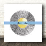 Bryan Adams Here I Am Grey Yellow Blue Square Vinyl Record Song Lyric Wall Art Canvas Framed Print