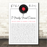 Bryan Adams & Barbra Streisand I Finally Found Someone Grunge Vinyl Record Drip Song Lyric Wall Art Canvas Framed Print