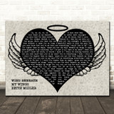 Bette Midler Wind Beneath My Wings Heart Angel Wings Halo Memorial Song Lyric Wall Art Canvas Framed Print