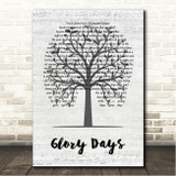 Bruce Springsteen Glory Days Music Script Tree Song Lyric Wall Art Canvas Framed Print
