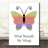 Bette Midler Wind Beneath My Wings Rainbow Butterfly Song Lyric Wall Art Canvas Framed Print