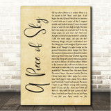 Barbra Streisand A Piece of Sky Rustic Script Song Lyric Wall Art Canvas Framed Print