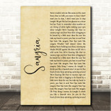 Blake Shelton Sangria Rustic Script Song Lyric Wall Art Canvas Framed Print