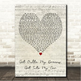 Billy Ocean Get Outta My Dreams, Get Into My Car Script Heart Song Lyric Wall Art Canvas Framed Print