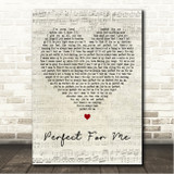 Bradley Marshall Perfect For Me Script Heart Song Lyric Wall Art Canvas Framed Print