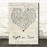 Brandi Carlile Right on Time Script Heart Song Lyric Wall Art Canvas Framed Print