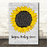 Bay City Rollers Sugar Baby Love Grey Script Sunflower Song Lyric Wall Art Canvas Framed Print