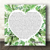 Big Red Machine Phoenix Square Botanical Leaves Song Lyric Wall Art Canvas Framed Print